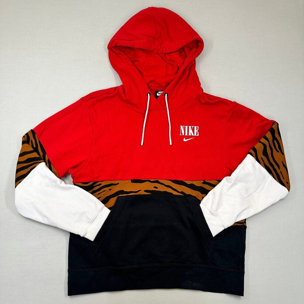 Streetwear Nike Colorblock Tiger Print Hoodie Pullover S